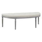 Panca imbottita trapuntata beige con gambe in legno - 55L x 20A