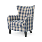 Poltrona imbottita schienale alto Modern Retro 30,25" con gambe in legno per soggiorno