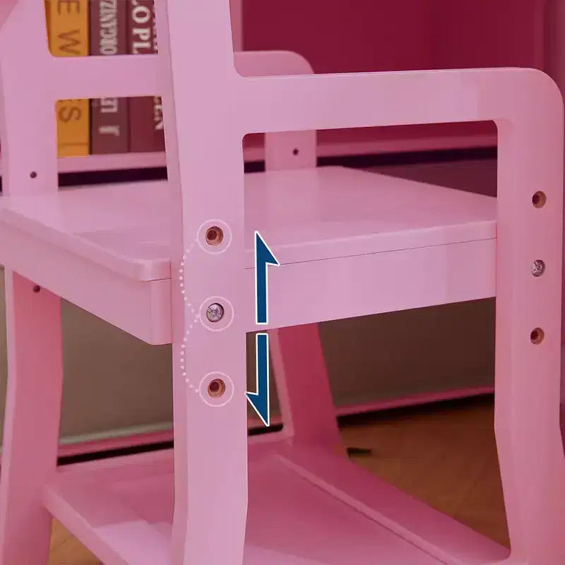 Scrivania per bambini, set scrivania e sedia per ragazzi e ragazze, tavolo da scrittura per bambini in legno con libreria, bacheca, armadietto e cassetto per età 3-8