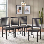 Set di 4 sedie da pranzo con schienale a doghe in legno massello, struttura robusta, design classico, facile montaggio
