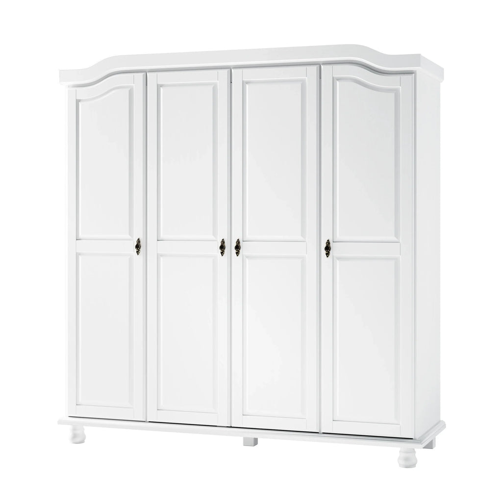 Palace Imports Armadio Kyle a 4 Ante in 100% Legno Massello con Ante in Legno Massello o a Specchio