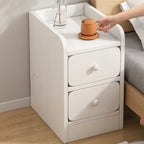 Comodino Semplice Bianco in Legno Naturale a 2 Cassetti