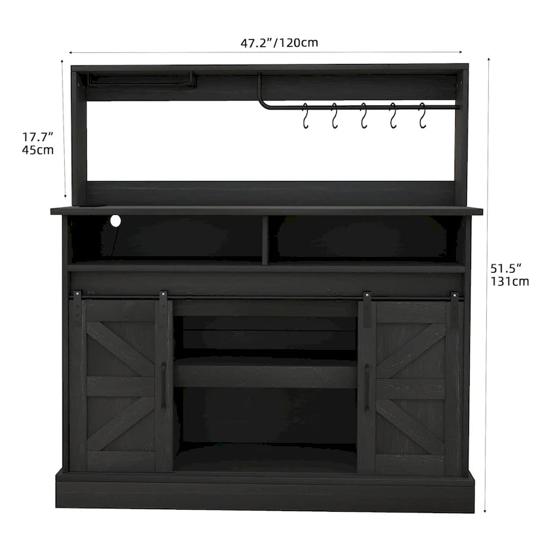 Meuble bas de bar à café Moasis Farmhouse - 38,4 P x 119,9 L x 130,8 H