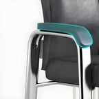 Sedia da ufficio HomeyFad moderna in pelle e metallo a 4 gambe con braccioli