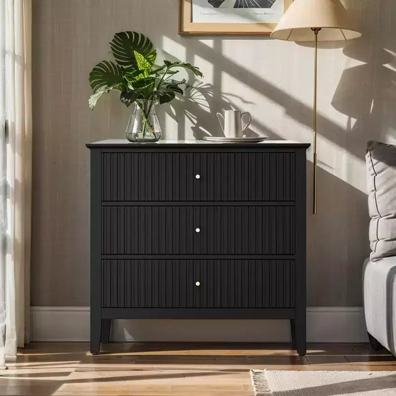 Cassettiera Heynemo a 3 Cassetti, Comodino in Legno Verniciato Alto 76 cm con Contenitore, Ampio Cassettone Moderno con Guide a Sfera