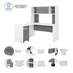 Bureau d'angle Echo avec huche et tiroirs