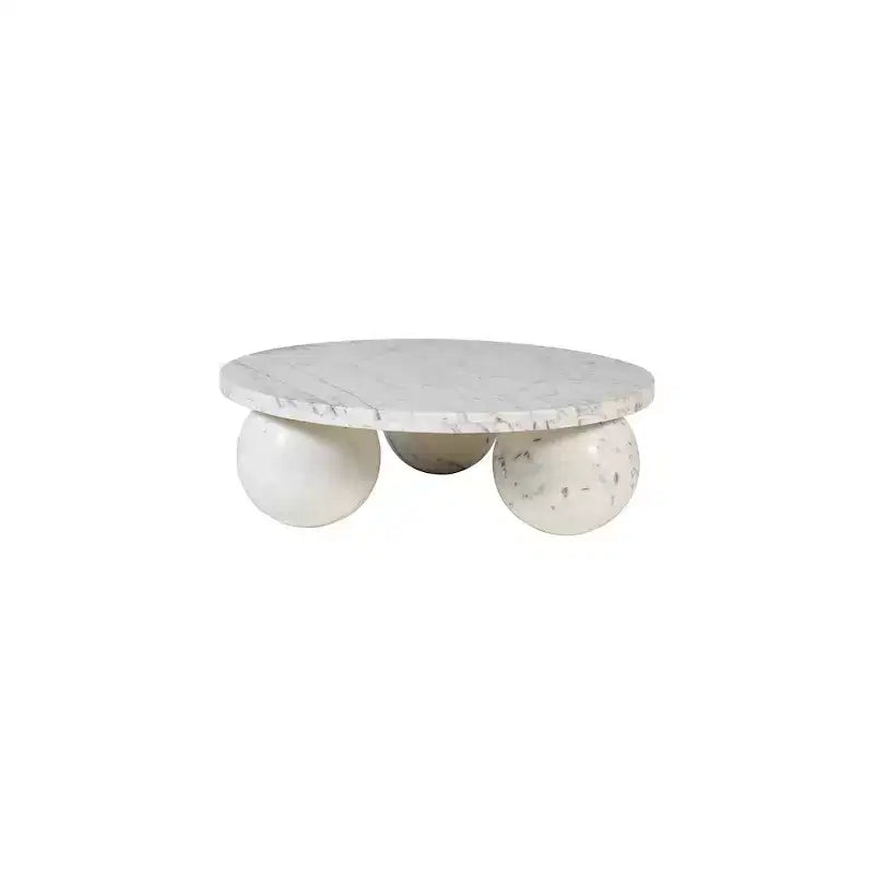 Tavolino da caffè rotondo in marmo con gambe a sfera, multicolore, 4-6 posti a sedere