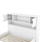 Letto a piattaforma Twin/Full Size Captain con 4 cassetti e mensole portaoggetti, struttura letto in legno massello con testiera libreria contenitore