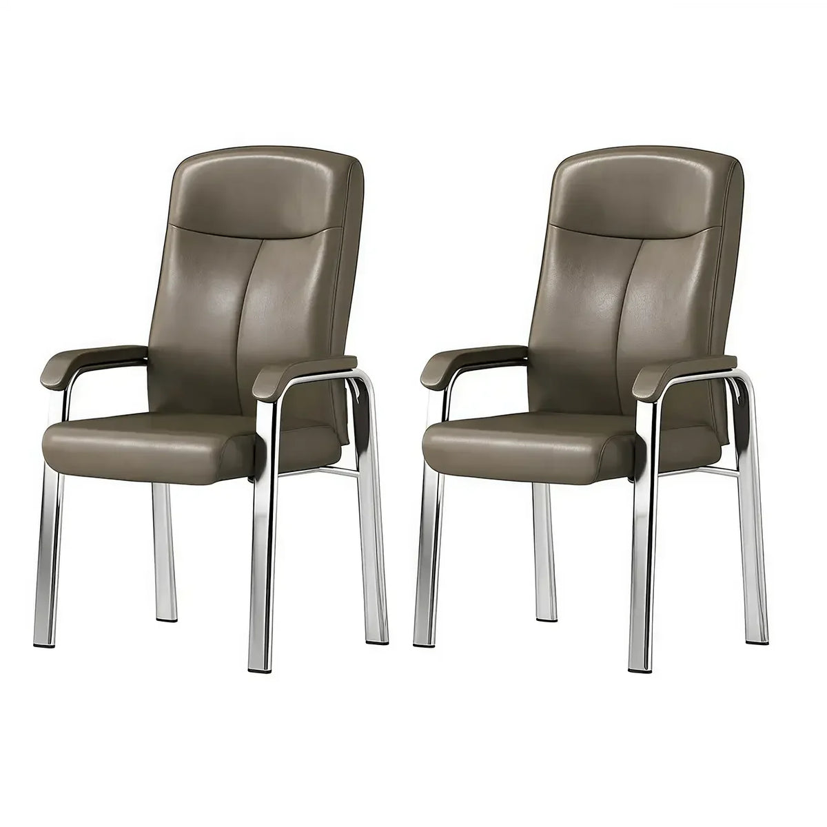 Sedia da ufficio HomeyFad moderna in pelle e metallo a 4 gambe con braccioli