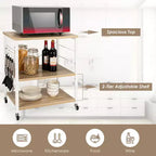 Scaffale da Cucina a 3 Livelli Costway, Carrello per Forno a Microonde con Gancio