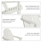 Sedia Adirondack pieghevole, sedie a sdraio in plastica HDPE per esterni per tutte le stagioni, per patio, terrazza e arredi da giardino
