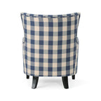 Poltrona imbottita schienale alto Modern Retro 30,25" con gambe in legno per soggiorno