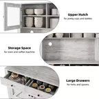 Armoire de cuisine avec support pour micro-ondes, armoire de type « hutch » avec buffet et étagères réglables, pour la cuisine et la salle à manger