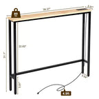 Table d'entrée marron rouille 1 pièce en fer Triamine 100*15*79cm avec prises