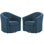 Set di 2 Poltrone Girevoli Moderne Imbottite a Barilotto, Poltrone Accent per Soggiorno