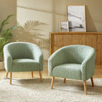 Poltrona Sheila Modern 30 W Boucle con gambe in legno massello, set da 2 di HULALA HOME