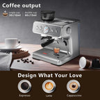 Macchina da Caffè Semi-automatica con Controllo Intelligente della Temperatura e Funzione Acqua Calda, 30 Impostazioni di Macinatura