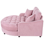Divano Letto Chaise Longue in ciniglia, Divano Imbottito con Schienale Trapuntato e 2 Cuscini Rimovibili per Soggiorno