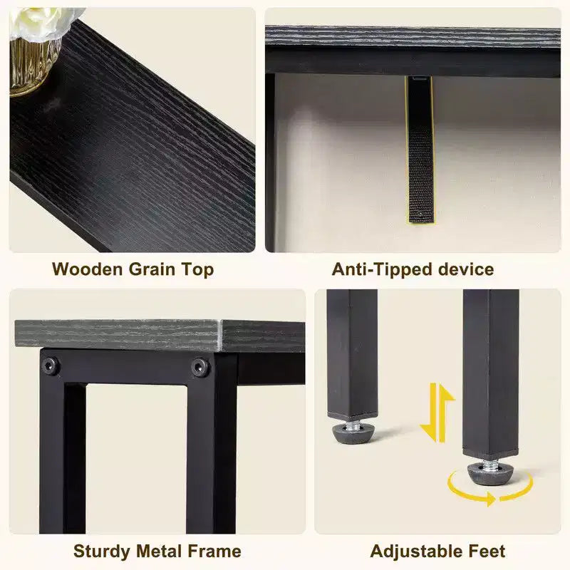 Table d'entrée marron rouille 1 pièce en fer Triamine 100*15*79cm avec prises