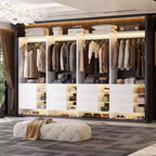 Besiost Set di 4 organizer per armadio con cassetti in legno e aste appendiabiti