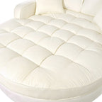 Divano Letto Chaise Longue in ciniglia, Divano Imbottito con Schienale Trapuntato e 2 Cuscini Rimovibili per Soggiorno