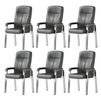 Sedia da ufficio HomeyFad moderna in pelle e metallo a 4 gambe con braccioli