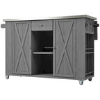 Isola da cucina per esterno, in legno di abete rustico con piano in acciaio inossidabile e vani intelligenti