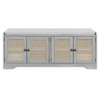 Banc de rangement rustique en bois Whisen, banc à chaussures d'entrée avec coussin amovible, étagères réglables
