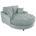 Divano Letto Chaise Longue in ciniglia, Divano Imbottito con Schienale Trapuntato e 2 Cuscini Rimovibili per Soggiorno