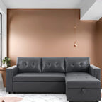 Divano sezionale reversibile con letto estraibile, chaise longue con contenitore nascosto, gambe durevoli,