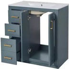 Mobile bagno singolo da 76 cm con lavabo, armadietto e 3 cassetti – Nero / Blu / Verde / Indaco / Bianco