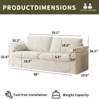 Dyonery 86 Cloud Loveseat Sofa, seduta profonda e ampi braccioli con cuscini, telaio robusto, design ergonomico e traspirante