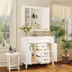 Mobile Bagno Moderno da 90cm con Lavabo Integrato e Specchiera, 2 Ante e 2 Cassetti