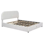 Letto imbottito queen size con contenitore sollevabile - Bianco