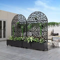 MAYEERTY 72x47 Fioriera ad Arco Nera in Ferro con Traliccio, Set da 3 Pezzi Schermo Decorativo da Giardino per Patio e Balcone