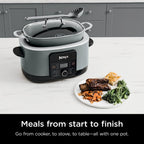 Ciotola multifunzione da 8,5 litri, con 8 funzioni in 1: Slow Cooker, Forno Olandese, Vaporiera, Coperchio in Vetro, Cucchiaio Integrato, Pentola Adatta al Forno fino a 260°C