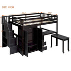 Letto a soppalco full-size con scala, libreria, scrivania e armadio - Mobili multifunzionali salvaspazio per bambini e ragazzi - Bianco
