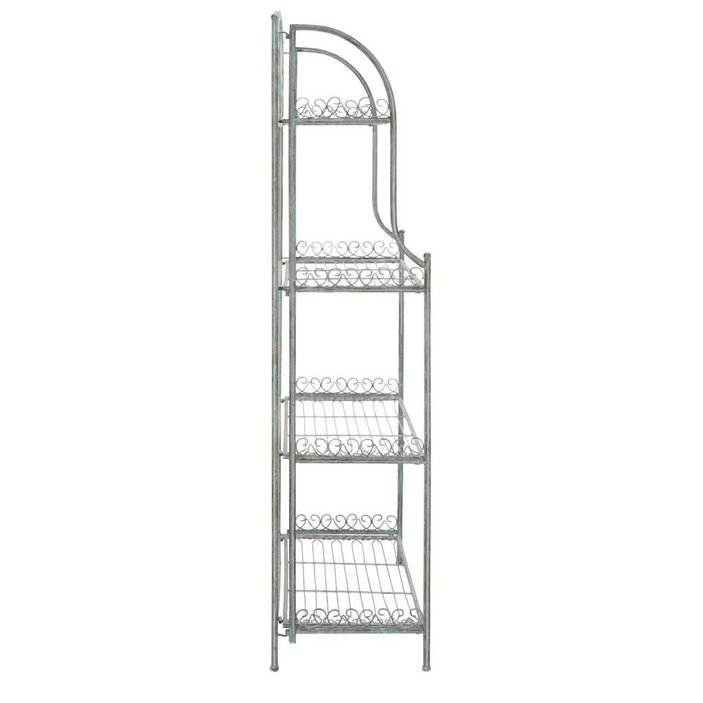 SAFAVIEH Bryn Scaffale da panettiere da esterno a 4 ripiani in ferro battuto vittoriano - 25 pollici L x 15 pollici P x 63 pollici H - 25 L x 15 P x 63 H