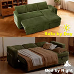 Divano Letto Estraibile 2 in 1 con Chaise Longue Contenitore, Divano Componibile in Ciniglia con Porte USB per Soggiorno