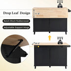 Set da isola per cucina TOPMAX con anta a ribalta e 2 posti a sedere, set tavolo da pranzo con ripiano regolabile, cassetti e portasciugamani