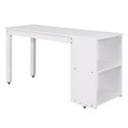 Lit bas mezzanine pleine grandeur avec bureau roulant, 3 tiroirs et étagères