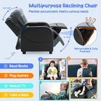 Poltrona Reclinabile Ergonomica Gymax per Bambini in Pelle con Poggiapiedi
