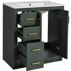 Mobile bagno singolo da 76 cm con lavabo, armadietto e 3 cassetti – Nero / Blu / Verde / Indaco / Bianco