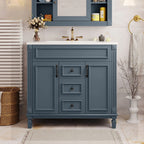 Mobile Bagno Moderno da 90cm con Lavabo Integrato e Specchiera, 2 Ante e 2 Cassetti