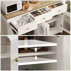 Credenza stretta da 140 cm con 3 cassetti e 4 ante per cucina, sala da pranzo, soggiorno