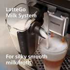Macchina da Caffè Espresso Premium, 12 Bevande Calde/Fredde, Sistema LatteGo, Macinacaffè in Ceramica, Cromo Nero