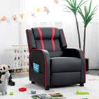 Poltrona Reclinabile Ergonomica Gymax per Bambini in Pelle con Poggiapiedi