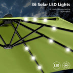MAISON ARTS Ombrellone rettangolare da esterno a manovella con doppia falda da 4,5 metri, con luci a LED solari e base inclusa