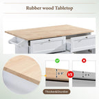 Set da isola per cucina TOPMAX con anta a ribalta e 2 posti a sedere, set tavolo da pranzo con ripiano regolabile, cassetti e portasciugamani