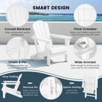 Polytrends Laguna Sedia Adirondack Pieghevole da Esterno per Patio Resistente allo Sbiadimento e alle Intemperie